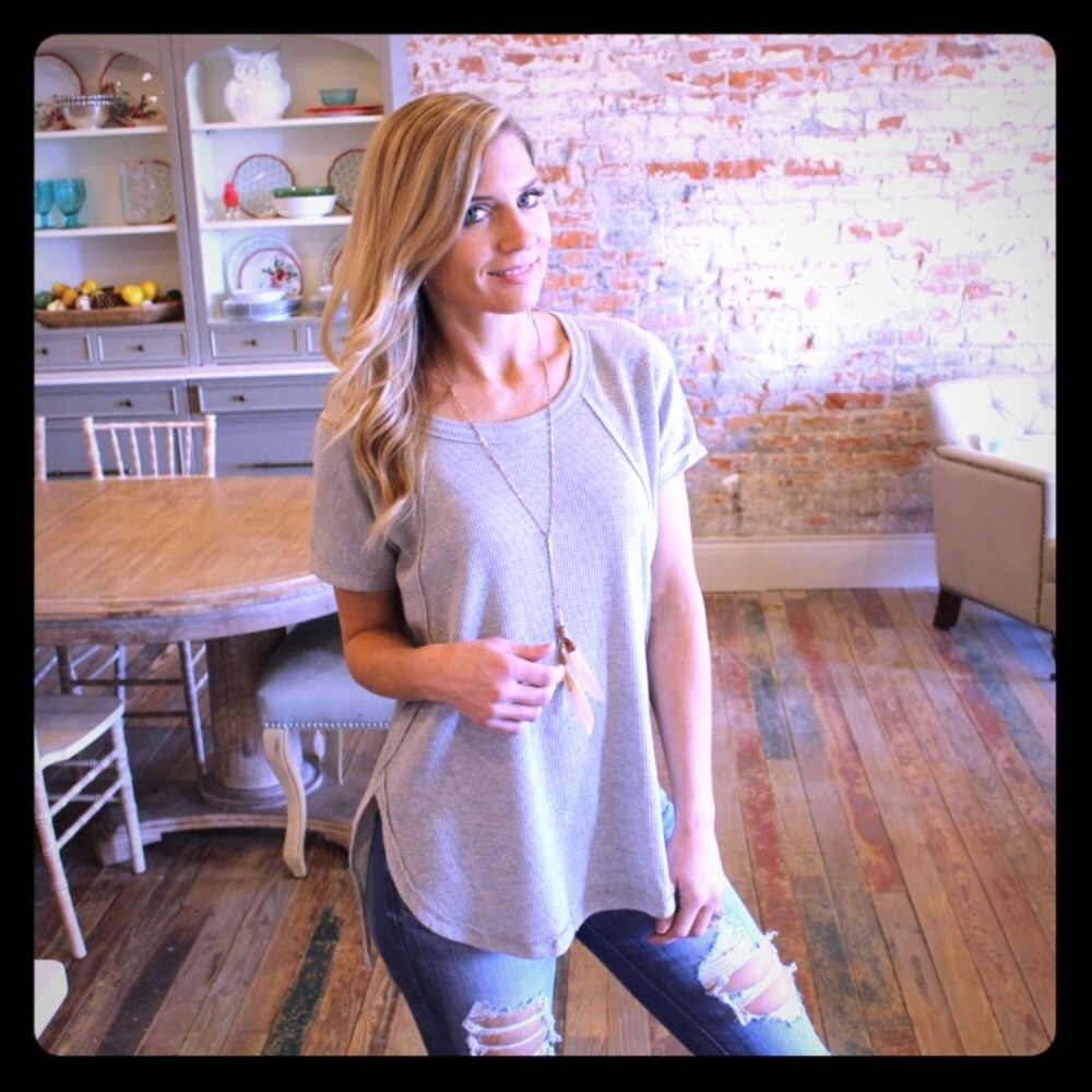 Heather Gray Waffle Knit Tunic 💜 size Large